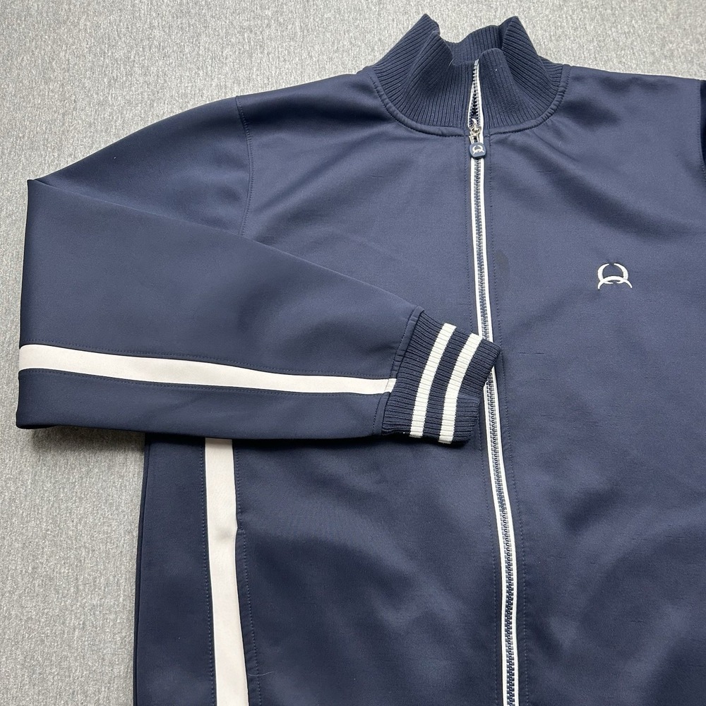 Cinch Full Zip Softshell Jacket Blue White Mens Large Long Sleeve